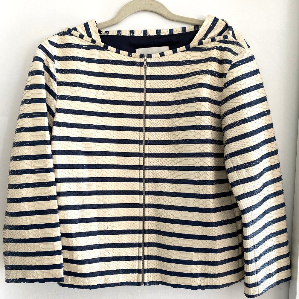 J.Crew Striped Leather Jacket